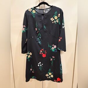 Vince Camuto Black Floral Long Sleeve Dress